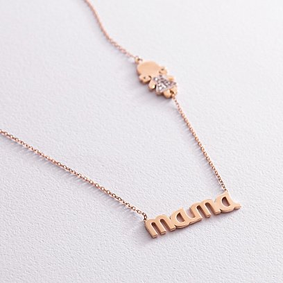 Золотое колье "Мама и девочка" (фианиты) кол00992