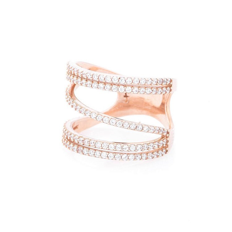 Золотое кольцо с фианитами к05308 от ювелирного магазина Оникс - 1