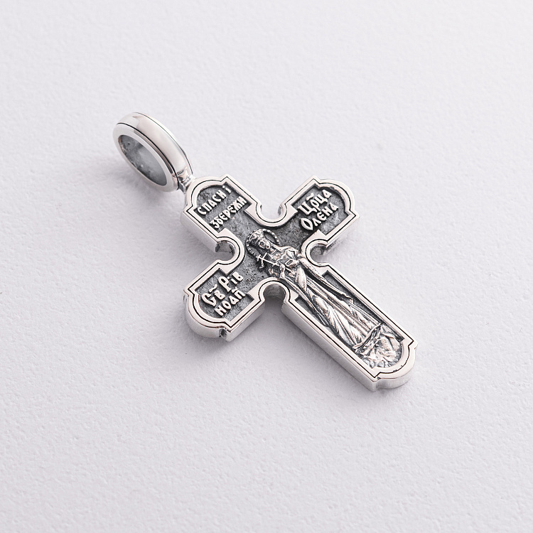 Серебряный крест "Распятие Иисуса Христа. Св. равноапостольная царица Елена. Спаси и Сохрани" 1758 от ювелирного магазина Оникс - 3