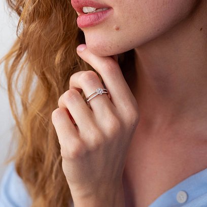 Кольцо "Цветочек" в белом золоте с бриллиантами к269cha №4