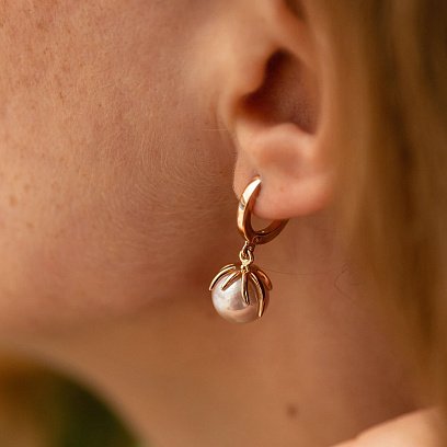 Серьги в красном золоте (культ. пресн. жемчуг) с08583 №2