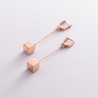 Золоті сережки з кубиками с05654 №2