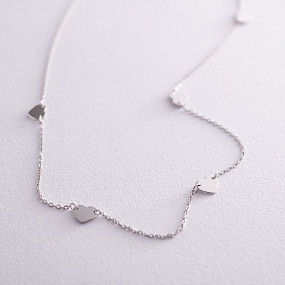 Серебряное колье "Сердечки" 908-01075 №3