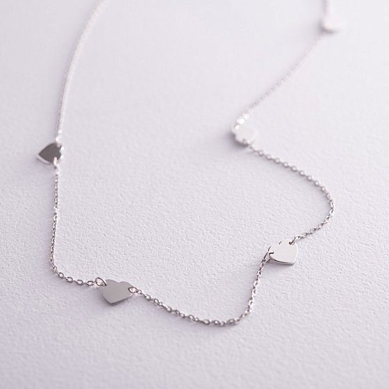 Серебряное колье "Сердечки" 908-01075 №3