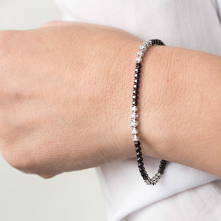 Золотой браслет с черными и белыми бриллиантами бб0008ar от ювелирного магазина Оникс - 6