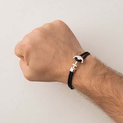 Каучуковий браслет "Якір" із золотою вставкою б02765