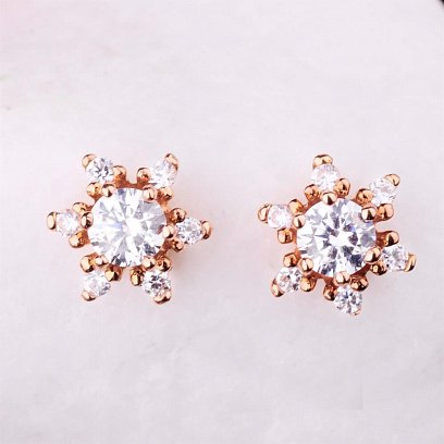 Золотые серьги-гвоздики с фианитами (9мм) с01798 №2