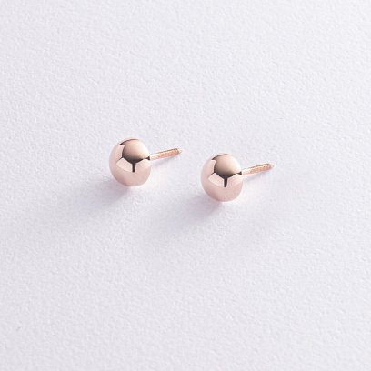 Серьги - пусеты "Полусфера" в красном золоте (0.7 см) с01570 №5