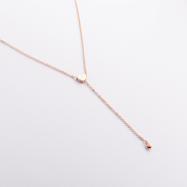 Кольє - краватка "Сердечко" у червоному золоті (регульована довжина) кол02600 від ювелірного магазину Онікс