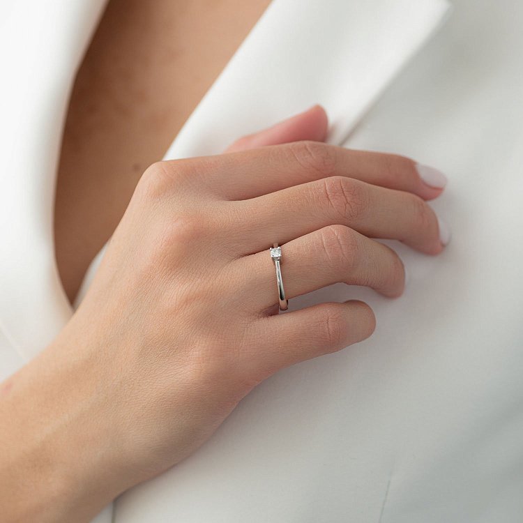 Заручальна золота каблучка з діамантом кб0128arp від ювелірного магазину Онікс - 1