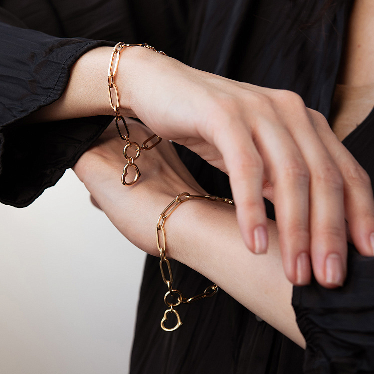 Браслет "Сердечко" в желтом золоте б05634 от ювелирного магазина Оникс - 10