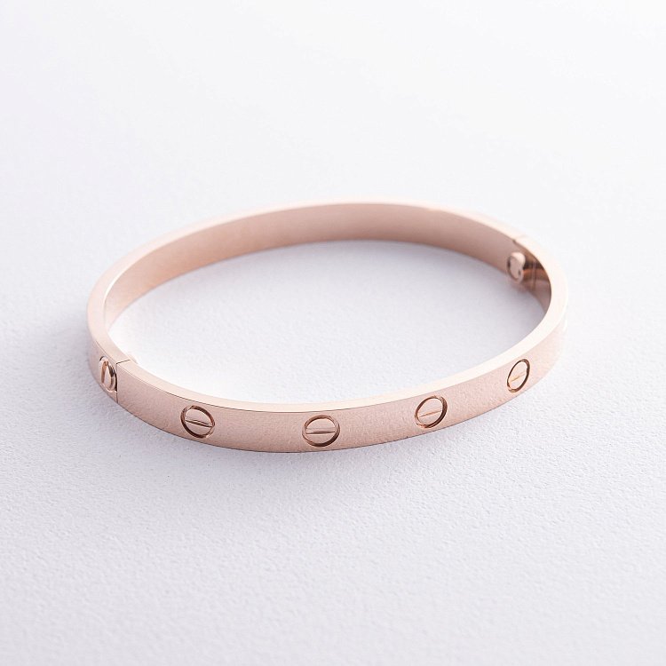 Жесткий браслет "Love" в красном золоте б05460 от ювелирного магазина Оникс - 7