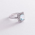 Серебряное кольцо с голубым топазом и фианитами 111448 от ювелирного магазина Оникс - 3