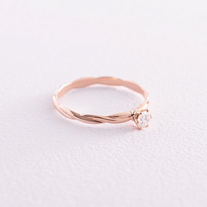 Заручальна золота каблучка з діамантом 229072421 №4