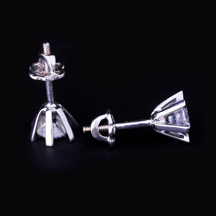 Сережки-пусети з фіанітами (7мм) с02827 від ювелірного магазину Онікс - 1