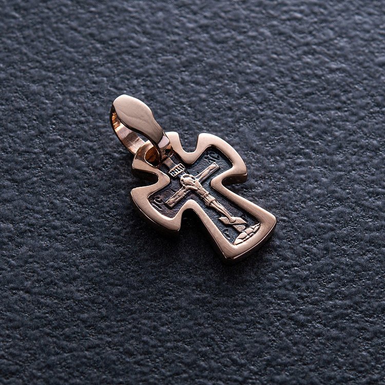 Золотий хрестик "Розп'яття. Спаси і збережи" п02665 від ювелірного магазину Онікс - 5