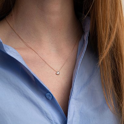 Золотое колье "Сердце" с одним фианитом кол01966 №2