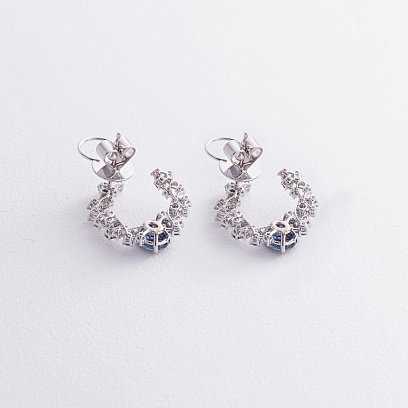 Золоті сережки "Саманта" з діамантами та сапфірами сб0568nl №3