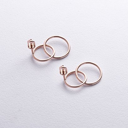 ﻿Сережки-пусети "Кільця" у червоному золоті с08894 №4