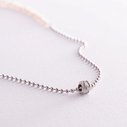 Срібне кольє "Перлинки та кульки" 181233 №3