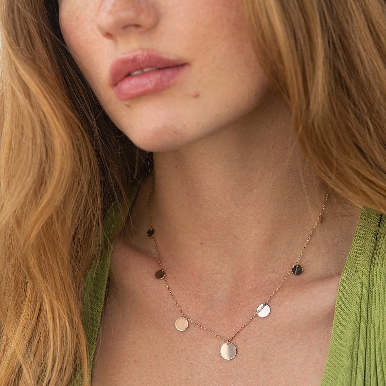 Колье "Монетки" в красном золоте (7 шт) кол02558 от ювелирного магазина Оникс - 2