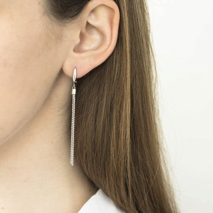 Серебряные серьги на английской застежке 122289 от ювелирного магазина Оникс - 2