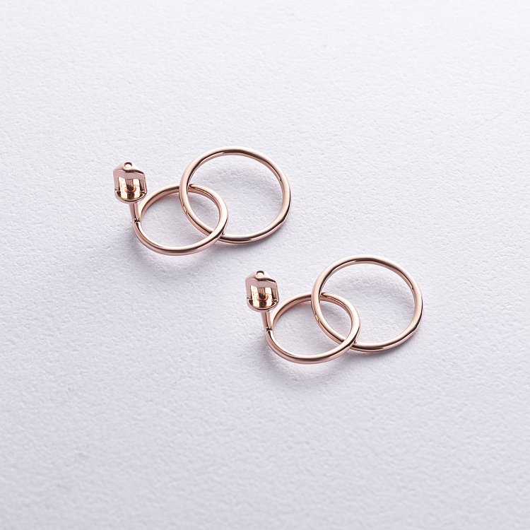 ﻿Сережки-пусети "Кільця" у червоному золоті с08894 від ювелірного магазину Онікс - 3