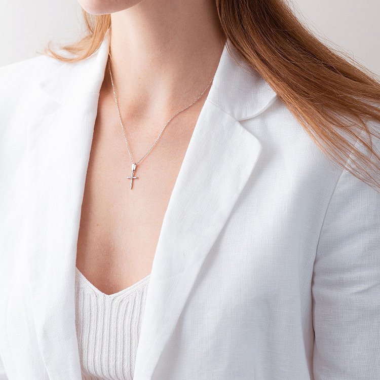 Золоте кольє "Хрестик" з фіанітами кол02186 від ювелірного магазину Онікс - 6