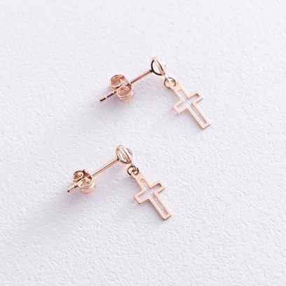 Золотые серьги - пусеты "Крестики" с07252