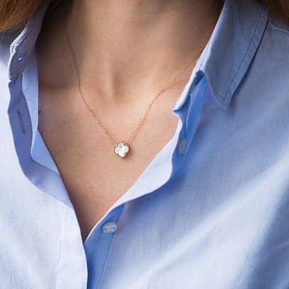 Золоте кольє "Конюшина" (перламутр) кол01663 №4