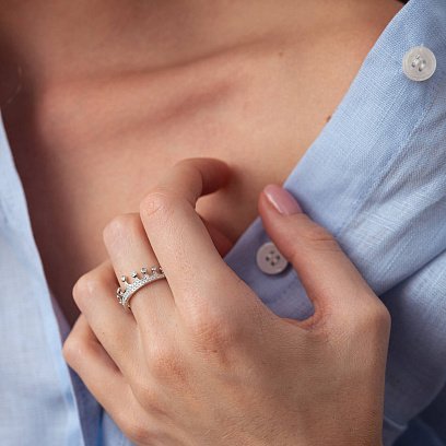 Золота каблучка "Корона" з діамантами MR86479ca №2