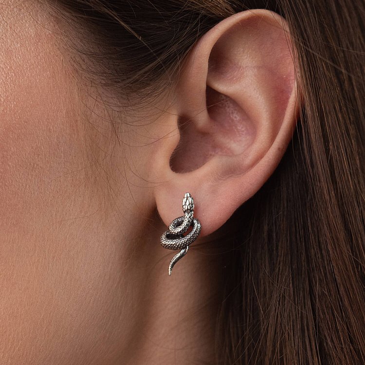 Серебряные серьги "Змеи" 123228 от ювелирного магазина Оникс - 1