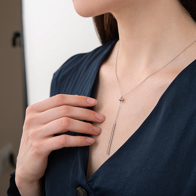 Кольє "Хлоя" з кулькою в білому золоті кол01936 від ювелірного магазину Онікс - 4