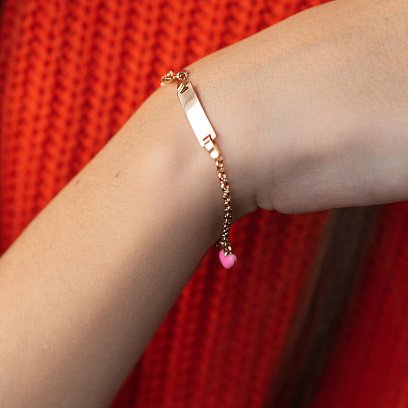 Золотий дитячий браслет "Метелик і Сердечко" з емаллю б04578 №2