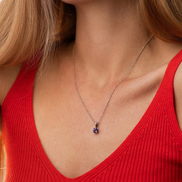 Серебряный кулон с аметистом 3990p-AMET от ювелирного магазина Оникс - 1