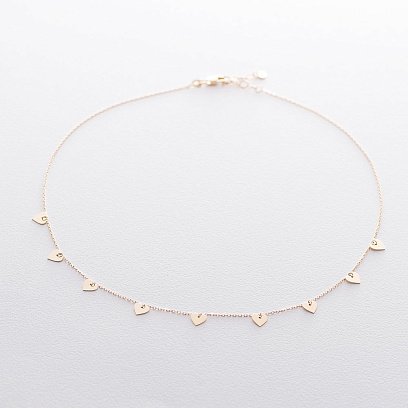 Золотое колье "Сердечки" кол01447