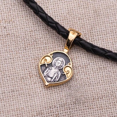 Срібна ладанка з чорнінням і позолотою 132510