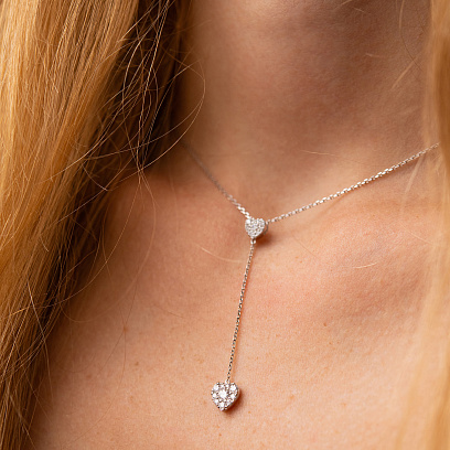 Золотое колье - галстук "Сердечки" с бриллиантами колб0120mi №10