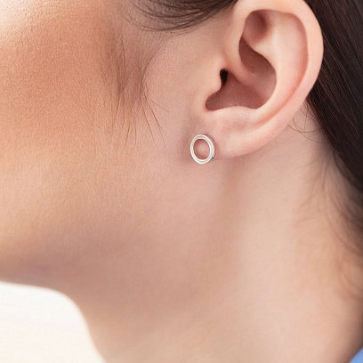 Сережки - пусети "Кругообіг" у білому золоті с08305 №7