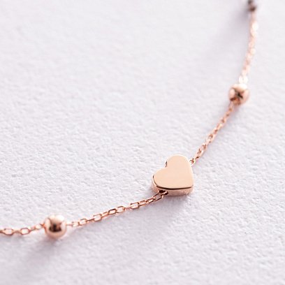 Браслет "Сердечко" у червоному золоті б05181 №3