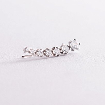 Серебряная моносерьга с фианитами (на правое ушко) 4904п №2