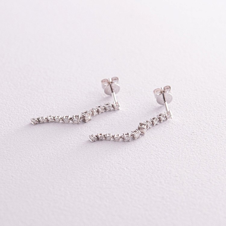 Золотые серьги - пусеты с бриллиантами сб0431ca от ювелирного магазина Оникс - 2