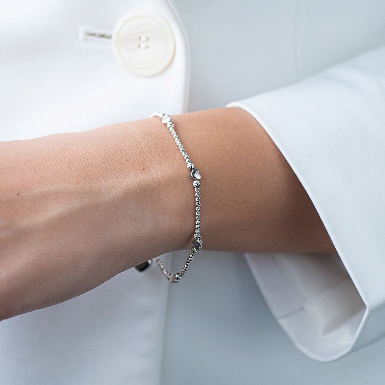 Золотой браслет "Сердечки" б03947 от ювелирного магазина Оникс - 3