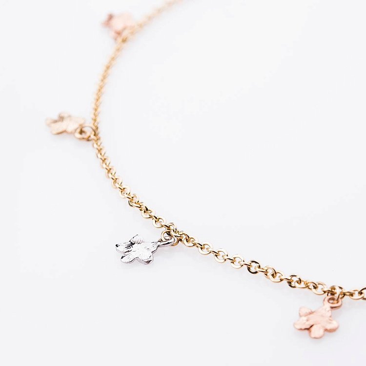 Золотой браслет на ногу "Цветочки" б01107 от ювелирного магазина Оникс - 1