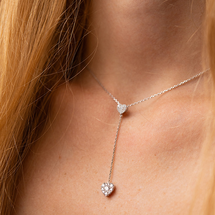 Золотое колье - галстук "Сердечки" с бриллиантами колб0120mi от ювелирного магазина Оникс - 9