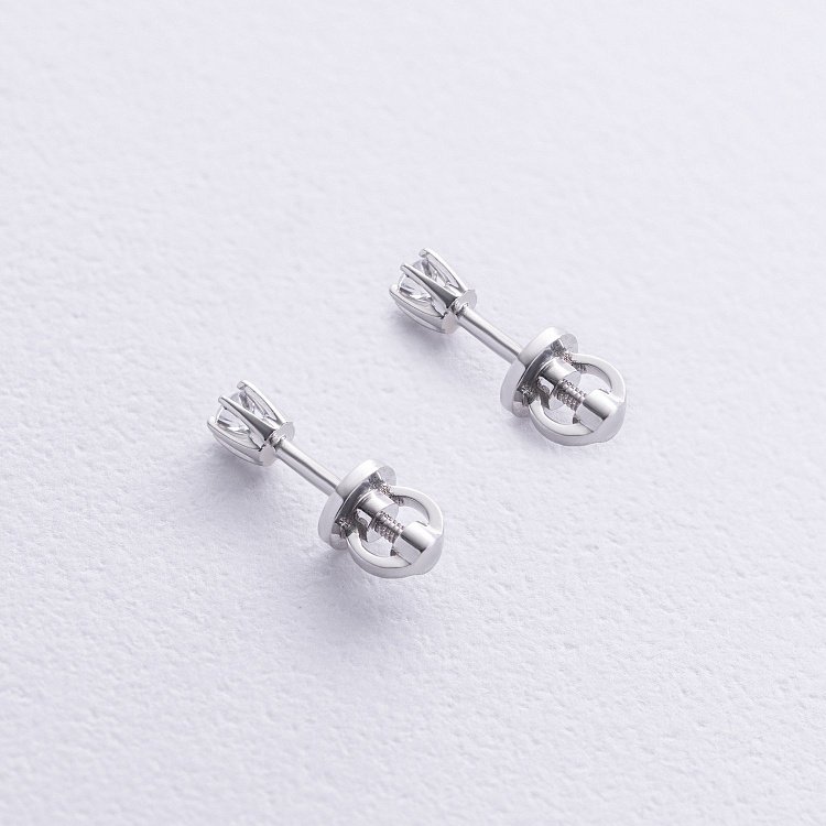 Серьги - пусеты с бриллиантами (белое золото) 331671121 от ювелирного магазина Оникс - 4