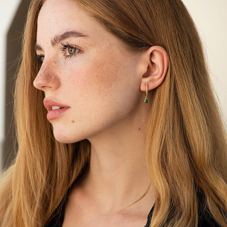 Золотые серьги "Капельки" (изумруды, бриллианты) сб0518sm от ювелирного магазина Оникс - 3