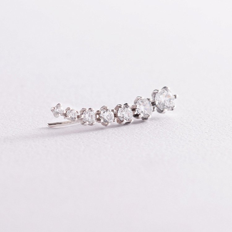 Серебряная моносерьга с фианитами (на правое ушко) 4904п от ювелирного магазина Оникс - 2