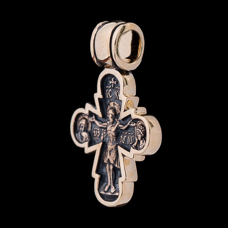 Золотой крестик с распятием п02515 от ювелирного магазина Оникс - 2