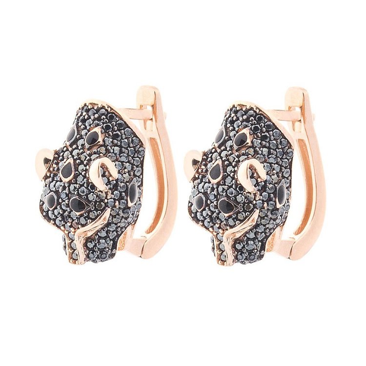 Золоті сережки "Пантера" (фіаніт) с05978 від ювелірного магазину Онікс